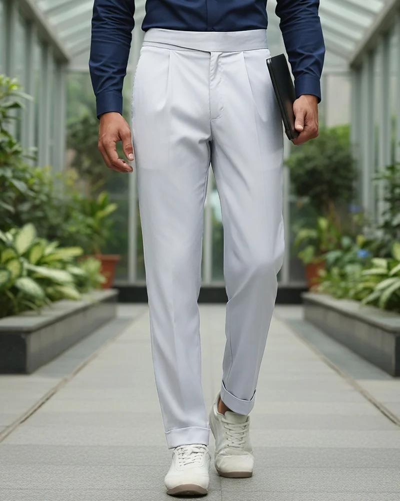 بيواكوف Men's Light Grey Gurkha Pants